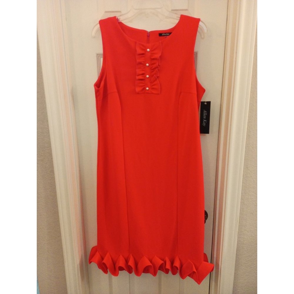Nwt Women's Allen Kay Hot Pink Elegant Cocktail A-Line Dress Size 14